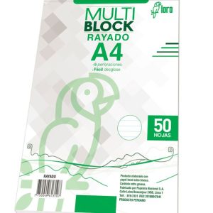 Block rayado A4 50 hojas Loro