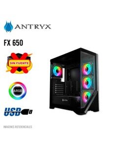 CASE ANTRYX FX 650 BLACK ( AC-FX650K ) S/FUENTE | VIDRIO TEMPLADO | LED-ARGB