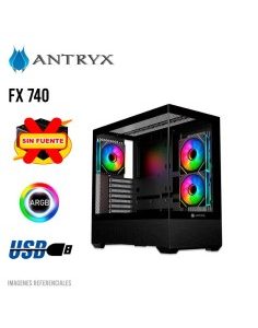 CASE ANTRYX FX 740 BLACK ( AC-FX740K ) S/FUENTE | VIDRIO TEMPLADO | LED-ARGB