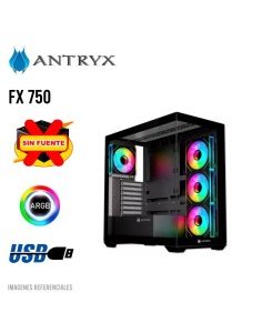 CASE ANTRYX FX 750 BLACK ( AC-FX750K ) S/FUENTE | VIDRIO TEMPLADO | LED-ARGB