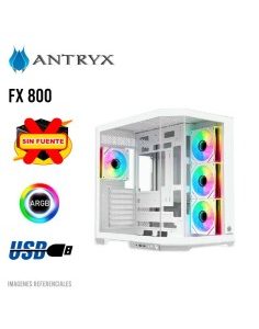 CASE ANTRYX FX 800 WHITE ( AC-FX800W ) S/FUENTE | VIDRIO TEMPLADO| USB-C | LED-ARGB