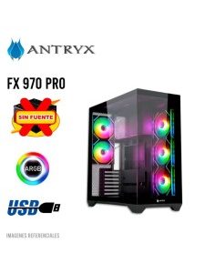 CASE ANTRYX FX 970 PRO BLACK ( AC-FX970KP ) S/FUENTE | PANEL VIDRIO | 5 LED-ARGB