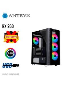 CASE ANTRYX RX 260 BLACK ( AC-RX260KFR ) S/FUENTE | VIDRIO TEMPLADO | 4 FIXED-RGB