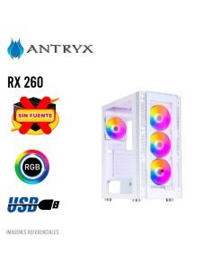 CASE ANTRYX RX 260 WHITE ( AC-RX260WFR ) S/FUENTE | VIDRIO TEMPLADO | 4 FIXED-RGB