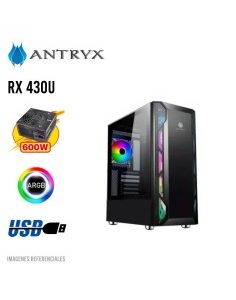 CASE ANTRYX RX 430U BLACK ( AC-RX430UK-600CP ) B600W | PANEL DE VIDRIO | LED-ARGB