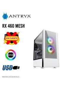 CASE ANTRYX RX 460 MESH WHITE ( AC-RX460MW ) SIN FUENTE | VIDRIO TEMPLADO | LED-ARGB