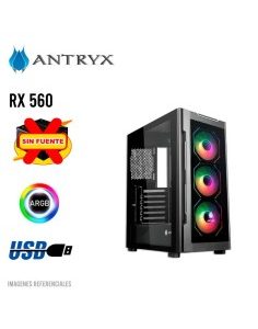 CASE ANTRYX RX 560 BLACK ( AC-RX560K ) S/FUENTE | VIDRIO TEMPLADO | LED-ARGB