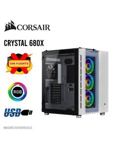 CASE CORSAIR CRYSTAL 680X WHITE ( CC-9011169-WW ) SIN FUENTE | VIDRIO TEMPLADO | LED-RGB