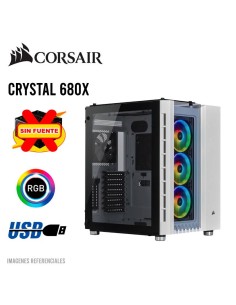 CASE CORSAIR CRYSTAL 680X WHITE ( CC-9011169-WW ) SIN FUENTE | VIDRIO TEMPLADO | LED-RGB