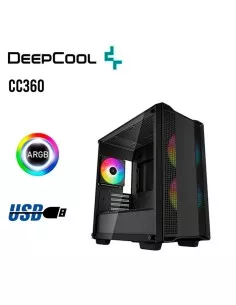 CASE DEEPCOOL CC360 ARGB ( R-CC360-BKAPM3-G-1 ) S/FUENTE | PANEL DE VIDRIO | LED-ARGB