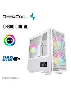 CASE DEEPCOOL CH360 DIGITAL WHITE (R-CH360-WHAPE3D-G-1) SIN FUENTE| VIDRIO TEMPLADO
