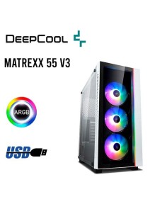 CASE DEEPCOOL MATREXX 55 V3 WHITE ( DP-ATX-MATREXX55V3-AR-WH-3F ) SIN FUENTE | VIDRIO TEMPLADO | LED-ARGB