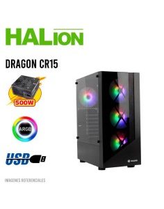CASE GAMER HALION DRAGON CR15 ( CR15 ) 500W | VIDRIO TEMPLADO | LED-RAINBOW