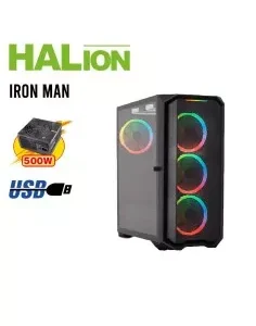 CASE GAMER HALION IRONMAN 500W RGB V.TEMPLADO