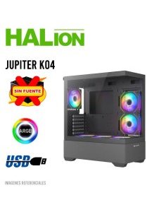 CASE GAMER HALION JUPITER K04 ( JUPITER-K04 ) S/FUENTE | VIDRIO TEMPLADO | 6 LED-ARGB