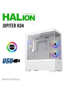 CASE GAMER HALION JUPITER K04 WHITE ( JUPITER-K04-WH ) S/FUENTE | VIDRIO TEMPLADO | 6 LED-ARGB