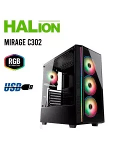 CASE GAMER HALION MIRAGE ( MIRAGE C302 ) S/FUENTE | VIDRIO TEMPLADO | 4 LED-RGB