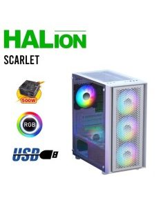 CASE GAMER HALION SCARLET 500W | VIDRIO TEMPLADO | LED-RGB