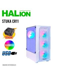 CASE GAMER HALION STUKA CR11 WHITE ( CR11 ) 500W - LED-RAINBOW