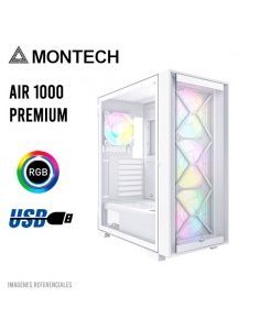 CASE MONTECH AIR 1000 PREMIUM S/FUENTE|LED-RGB|VIDRIO/MESH|BLANCO
