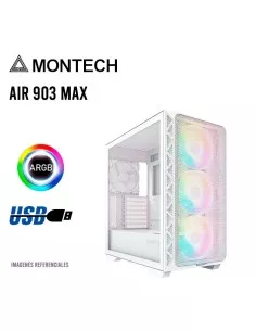 CASE MONTECH AIR 903 MAX WHITE ( AIR 903 MAX ) S/FUENTE | VIDRIO TEMPLADO | 4 LED-ARGB