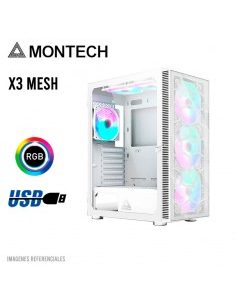 CASE MONTECH X3 MESH S/FUENTE|LED-RGB|BLANCO