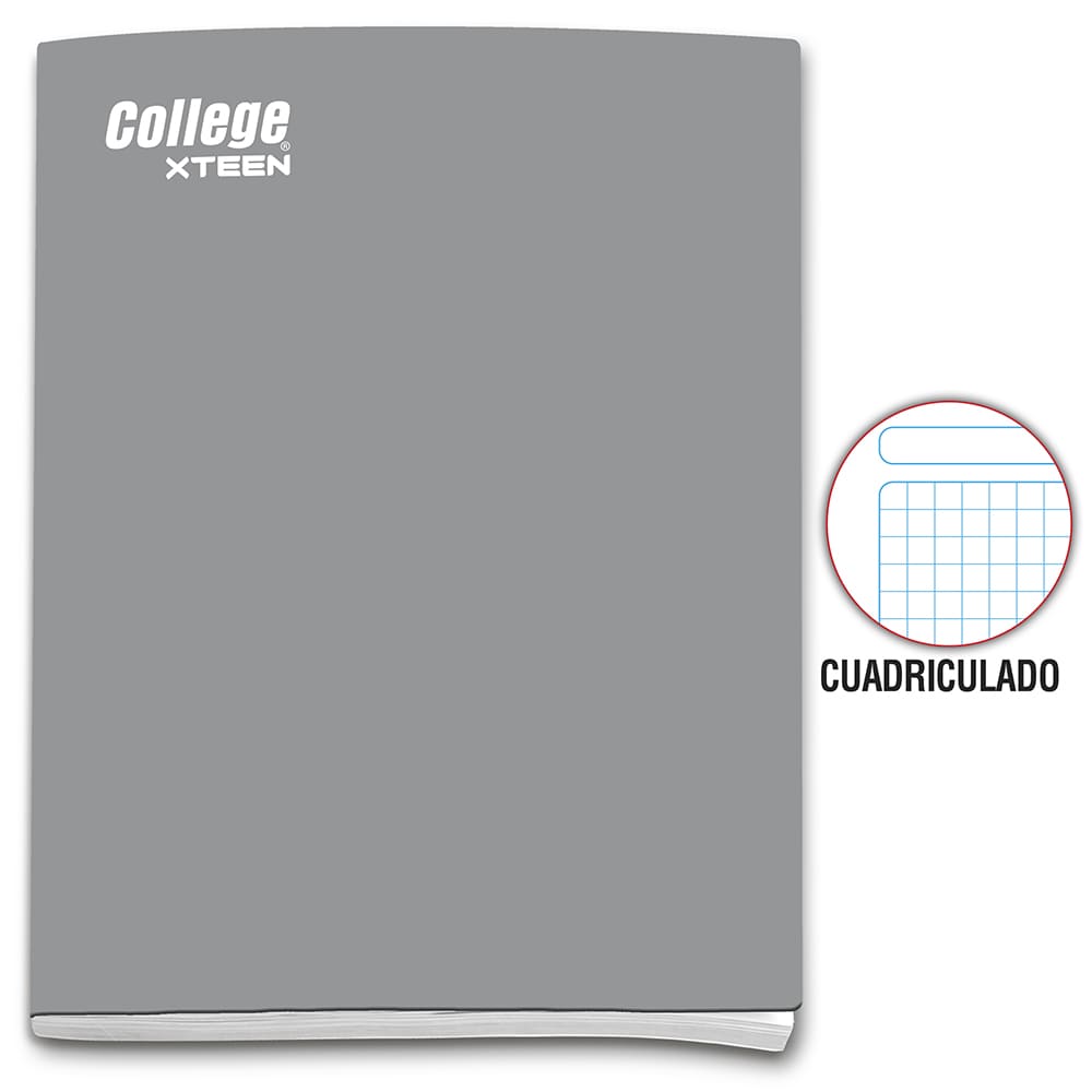 Cuaderno cuadriculado A4 x 80 hojas plomo Xteen