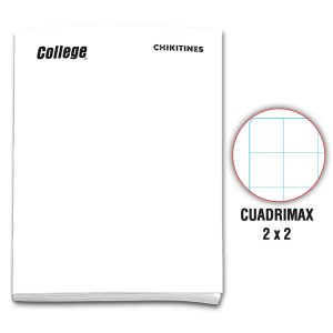 Cuaderno engrapado cuadrimax 2x2 A4x80 hojas blanco Chikitines