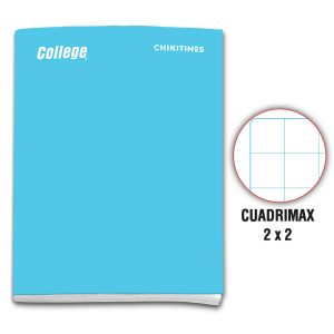 Cuaderno engrapado cuadrimax 2x2 A4x80 hojas celeste Chikitines