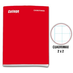 Cuaderno engrapado cuadrimax 2x2 A4x80 hojas rojo Chikitines