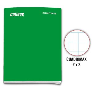Cuaderno engrapado cuadrimax 2x2 A4x80 hojas verde Chikitines