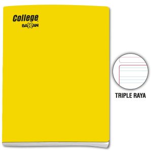 Cuaderno triple raya A4 x 80 hojas amarillo Bakan