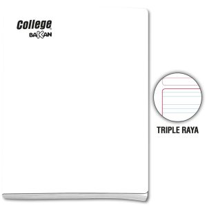 Cuaderno triple raya A4 x 80 hojas blanco Bakan