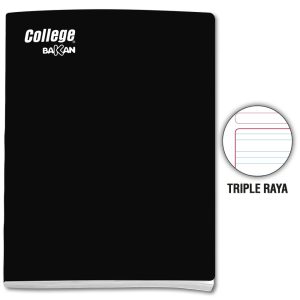 Cuaderno triple raya A4 x 80 hojas negro Bakan