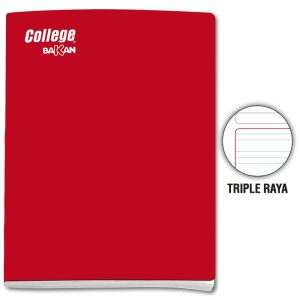 Cuaderno triple raya A4 x 80 hojas rojo Bakan