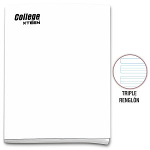 Cuaderno triple renglón A4 x 80 hojas blanco Xteen