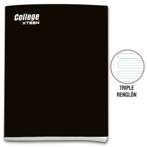 Cuaderno triple renglón A4 x 80 hojas negro Xteen