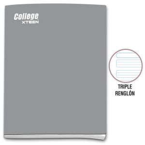 Cuaderno triple renglón A4 x 80 hojas plomo Xteen