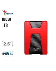 DISCO DURO EXTERNO ADATA 1TB HD650 ( AHD650-1TU31-CRD ) ANTIGOLPE | ROJO/NEGRO