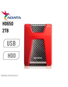 DISCO DURO EXTERNO ADATA 2TB HD650 ( AHD650-2TU31-CRD ) ANTIGOLPE | ROJO/NEGRO