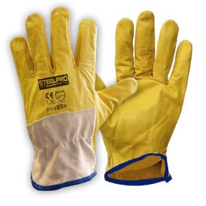 Guante cuero driver amarillo Steelpro