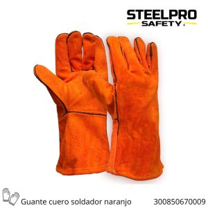Guante cuero soldador naranjo 14"