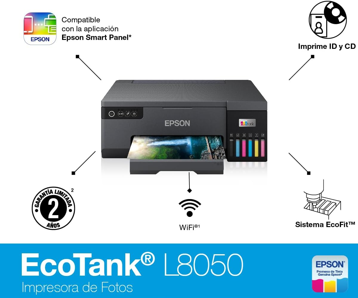 Impresora Fotografica Epson EcoTank L8050 Foto A4 Cd WiFi