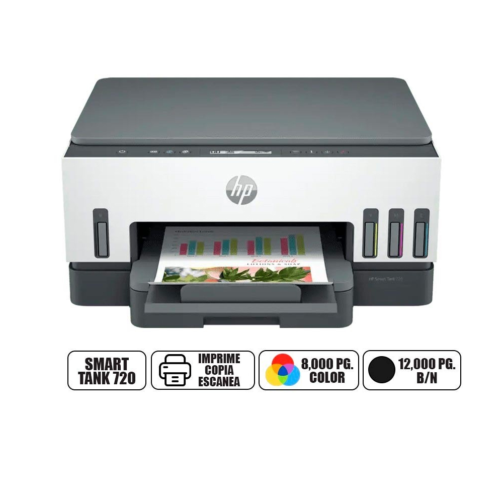 Impresora HP Smart Tank 720 Multifuncional de Tinta Wi-Fi