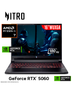 LAPTOP GAMER ACER NITRO V16 ANV16-61-R9MV RYZEN 7-350 16GB 1TB SSD GEFORCE RTX 5060 8GB 16 WUXGA 180HZ WINDOWS 11 (NH.U25AA.002)