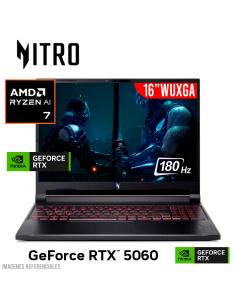 LAPTOP GAMER ACER NITRO V16 ANV16-61-R9MV RYZEN 7-350 16GB 1TB SSD GEFORCE RTX 5060 8GB 16 WUXGA 180HZ WINDOWS 11 (NH.U25AA.002)
