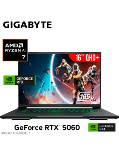 LAPTOP GAMER GIGABYTE AERO X16 RYZEN AI 7-350 16GB 1TB SSD GEFORCE RTX 5060 8GB 16 QHD+ 165HZ WINDOWS 11 (1VH93USC94AH)