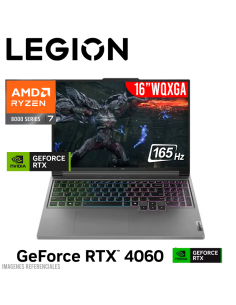 LAPTOP GAMER LENOVO LEGION SLIM 5 16AHP9 RYZEN 7-8845HS 16GB 512GB SSD RTX 4060 16.0" WQXGA FREEDOS (83DH0086LM)