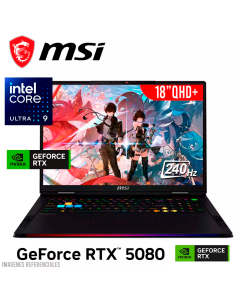 LAPTOP GAMER MSI RAIDER 18 HX AI A2XWIG-420US ULTRA 9-285HX 32GB 1TB SSD GEFORCE RTX 5080 16GB 18 QHD+ 240HZ WINDOWS 11