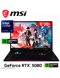 LAPTOP GAMER MSI RAIDER 18 HX AI A2XWIG-420US ULTRA 9-285HX 32GB 1TB SSD GEFORCE RTX 5080 16GB 18 QHD+ 240HZ WINDOWS 11